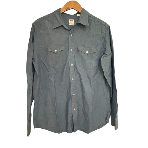 Levi's Standard Western Style Pearl Snap Front‎ Denim Shirt Men's Sz L - Picture 1 of 9